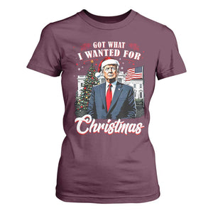 Christmas Trump T Shirt For Women Got What I Wanted For Xmas 2024 President American Flag TS02 Maroon Print Your Wear