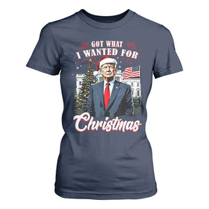 Christmas Trump T Shirt For Women Got What I Wanted For Xmas 2024 President American Flag TS02 Navy Print Your Wear