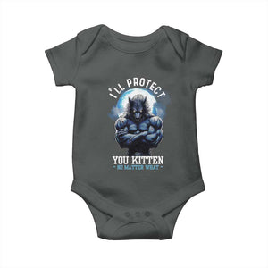 Funny Alpha Wolf Meme Baby Onesie I'll Protect You Kitten No Matter What Literally Me Male Werewolf TS02 Dark Heather Print Your Wear