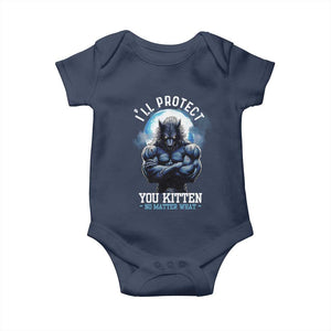 Funny Alpha Wolf Meme Baby Onesie I'll Protect You Kitten No Matter What Literally Me Male Werewolf TS02 Navy Print Your Wear