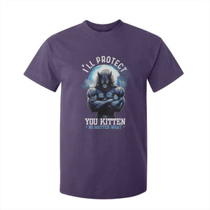 Funny Alpha Wolf Meme T Shirt For Kid I'll Protect You Kitten No Matter What Literally Me Male Werewolf TS02 Purple Print Your Wear