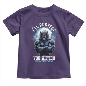 Funny Alpha Wolf Meme Toddler T Shirt I'll Protect You Kitten No Matter What Literally Me Male Werewolf TS02 Purple Print Your Wear