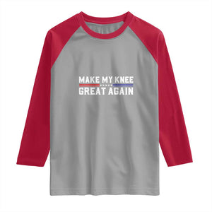 Funny Broken Knee Surgery Raglan Shirt Make My Knee Great Again Recovery TS02 Sport Gray Red Print Your Wear