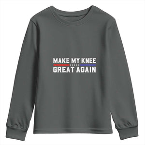 Funny Broken Knee Surgery Youth Sweatshirt Make My Knee Great Again Recovery TS02 Dark Heather Print Your Wear