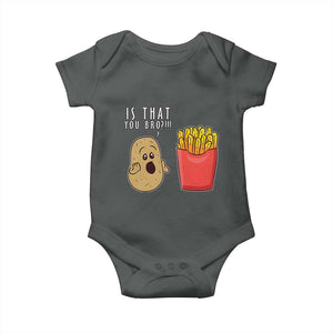 Funny French Fries Baby Onesie Potato Is That You Bro Meme Fast Food Fry Lover TS02 Dark Heather Print Your Wear