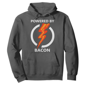 Funny Bacon Lover Hoodie Powered By Bacon Cured Pork Master TS02 Dark Heather Print Your Wear