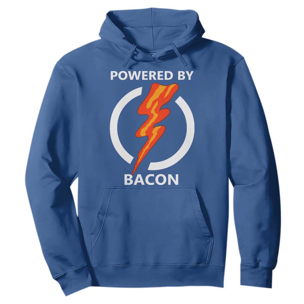 Funny Bacon Lover Hoodie Powered By Bacon Cured Pork Master TS02 Royal Blue Print Your Wear