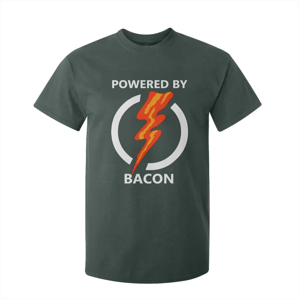 Funny Bacon Lover T Shirt For Kid Powered By Bacon Cured Pork Master TS02 Dark Forest Green Print Your Wear