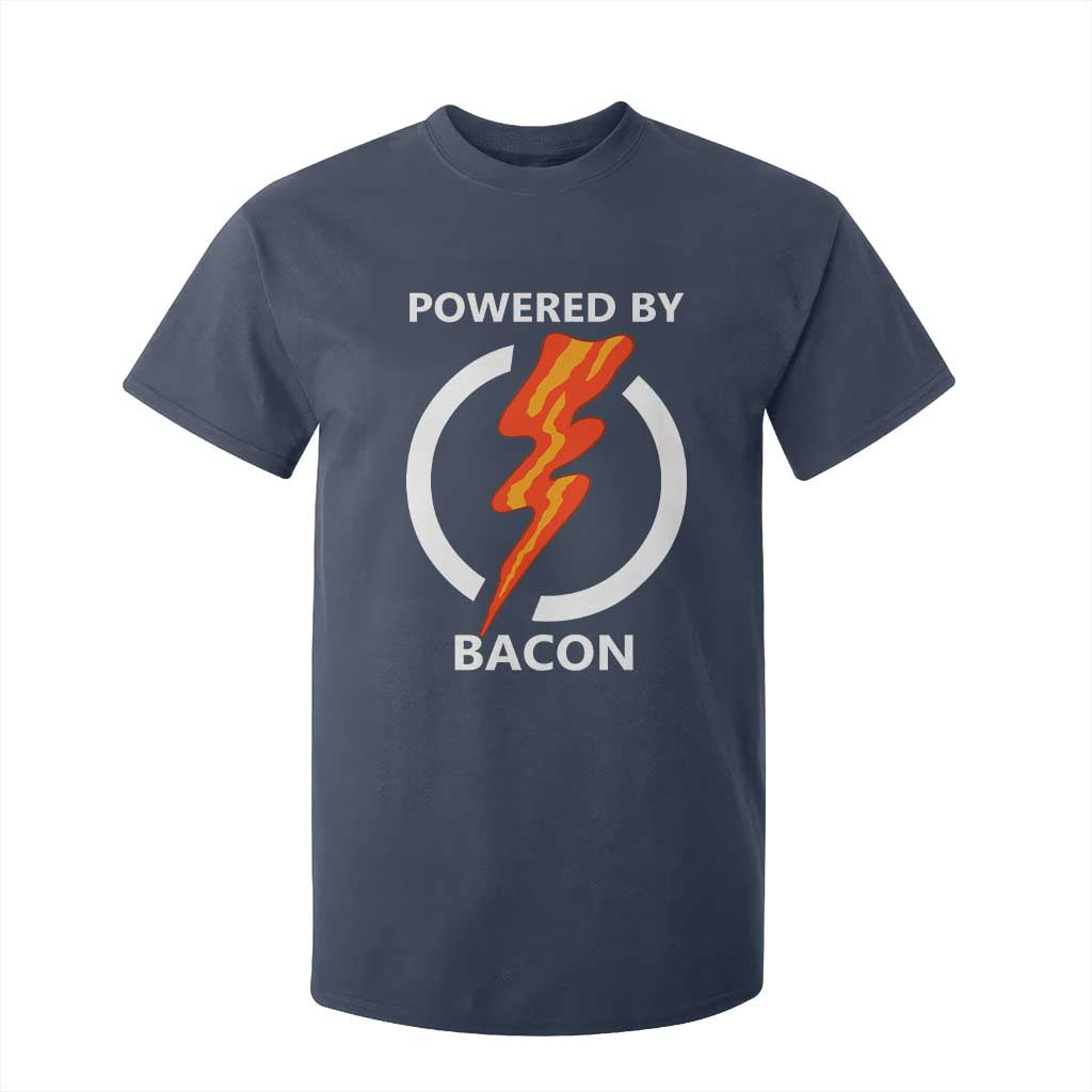 Funny Bacon Lover T Shirt For Kid Powered By Bacon Cured Pork Master TS02 Navy Print Your Wear