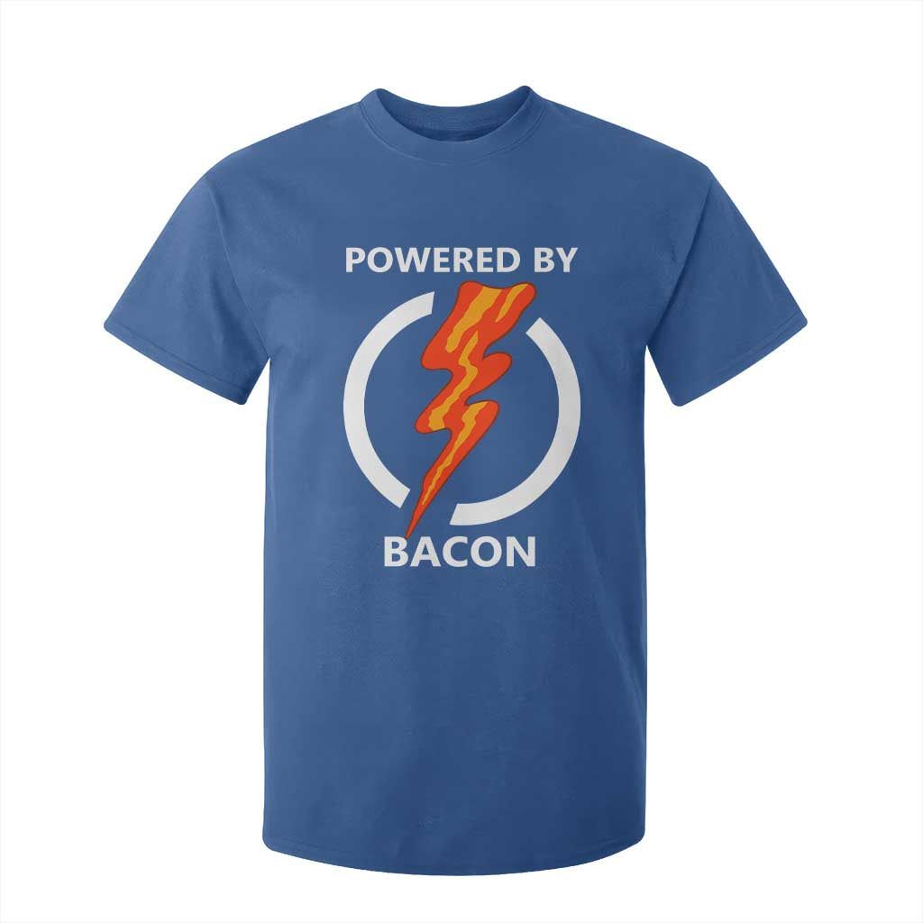 Funny Bacon Lover T Shirt For Kid Powered By Bacon Cured Pork Master TS02 Royal Blue Print Your Wear
