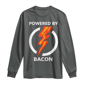 Funny Bacon Lover Long Sleeve Shirt Powered By Bacon Cured Pork Master TS02 Dark Heather Print Your Wear