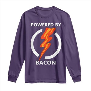 Funny Bacon Lover Long Sleeve Shirt Powered By Bacon Cured Pork Master TS02 Purple Print Your Wear