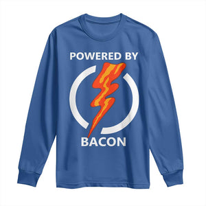 Funny Bacon Lover Long Sleeve Shirt Powered By Bacon Cured Pork Master TS02 Royal Blue Print Your Wear