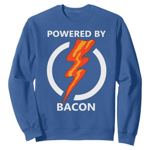 Funny Bacon Lover Sweatshirt Powered By Bacon Cured Pork Master TS02 Royal Blue Print Your Wear