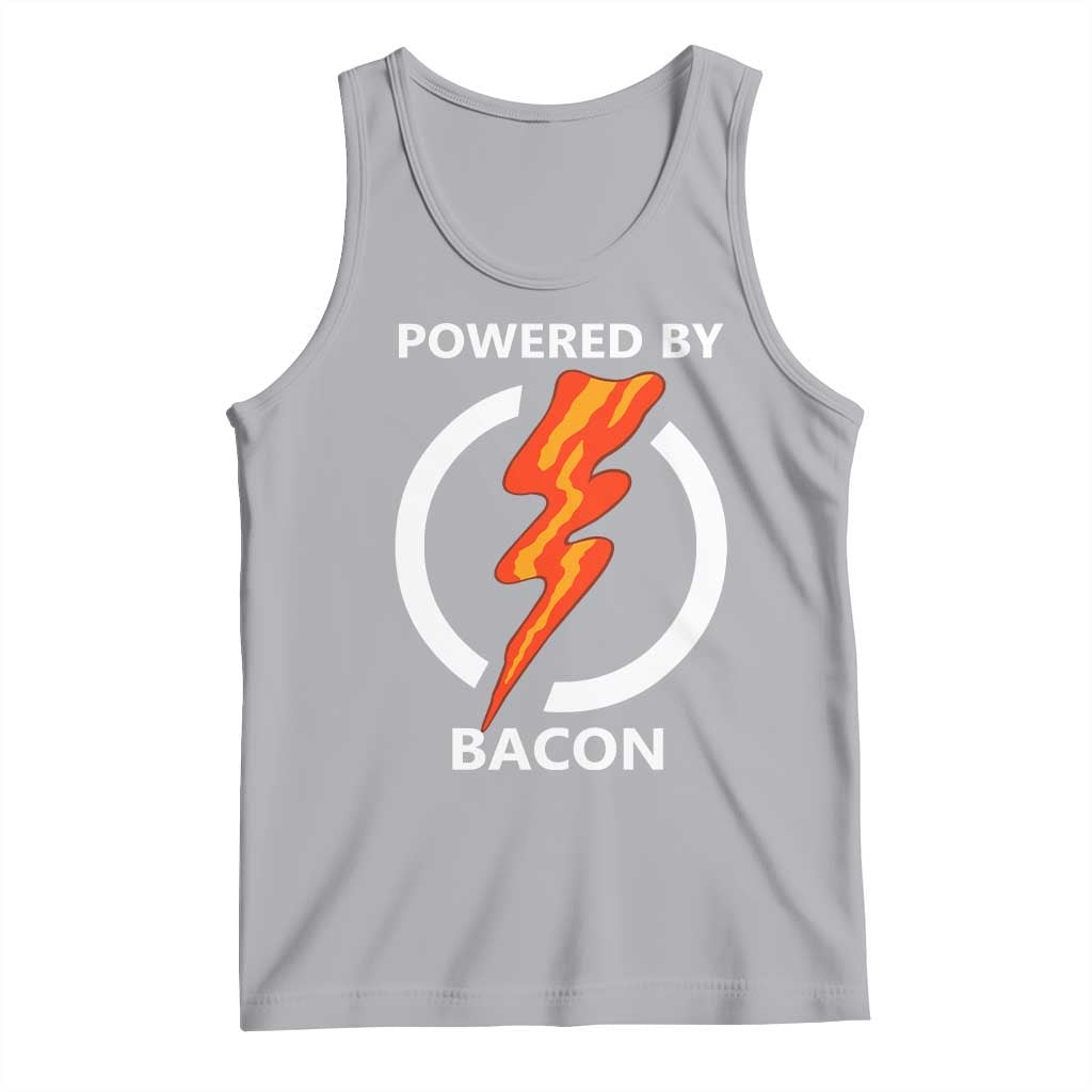 Funny Bacon Lover Tank Top Powered By Bacon Cured Pork Master TS02 Athletic Heather Print Your Wear