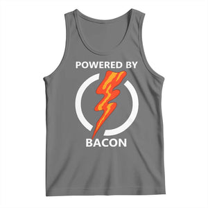 Funny Bacon Lover Tank Top Powered By Bacon Cured Pork Master TS02 Black Heather Print Your Wear