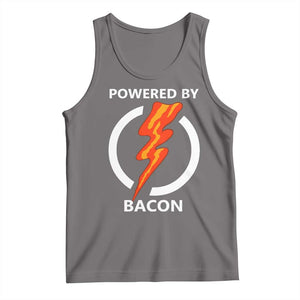 Funny Bacon Lover Tank Top Powered By Bacon Cured Pork Master TS02 Deep Heather Print Your Wear