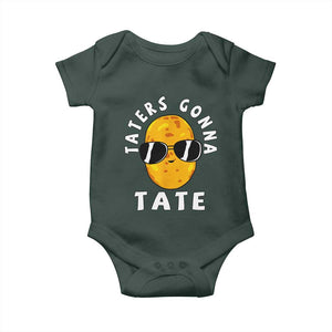 Funny Tater Tot Baby Onesie Taters Gonna Tate Tots Meme Potato Made Foodie Lover TS02 Dark Forest Green Print Your Wear