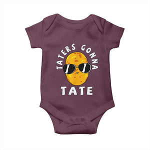 Funny Tater Tot Baby Onesie Taters Gonna Tate Tots Meme Potato Made Foodie Lover TS02 Maroon Print Your Wear