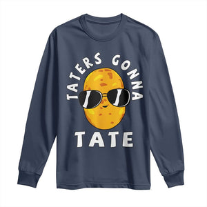 Funny Tater Tot Long Sleeve Shirt Taters Gonna Tate Tots Meme Potato Made Foodie Lover TS02 Navy Print Your Wear