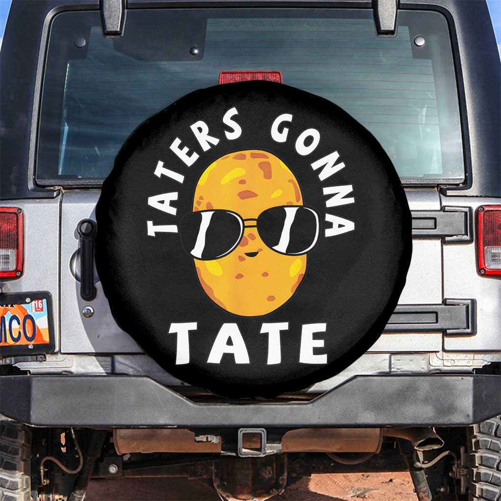 Funny Tater Tot Spare Tire Cover Taters Gonna Tate Tots Meme Potato Made Foodie Lover TS02 No hole Black Print Your Wear