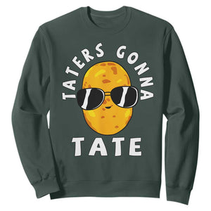 Funny Tater Tot Sweatshirt Taters Gonna Tate Tots Meme Potato Made Foodie Lover TS02 Dark Forest Green Print Your Wear