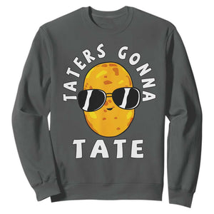 Funny Tater Tot Sweatshirt Taters Gonna Tate Tots Meme Potato Made Foodie Lover TS02 Dark Heather Print Your Wear