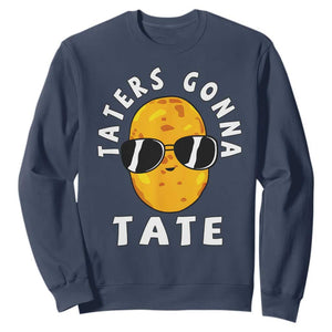 Funny Tater Tot Sweatshirt Taters Gonna Tate Tots Meme Potato Made Foodie Lover TS02 Navy Print Your Wear