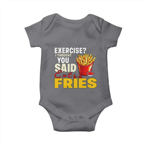 Funny French Fries Baby Onesie I Thought You Said Extra Fries Fast Food Fry Lover TS02 Charcoal Print Your Wear