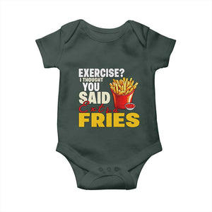 Funny French Fries Baby Onesie I Thought You Said Extra Fries Fast Food Fry Lover TS02 Dark Forest Green Print Your Wear