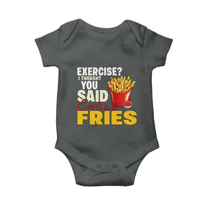 Funny French Fries Baby Onesie I Thought You Said Extra Fries Fast Food Fry Lover TS02 Dark Heather Print Your Wear