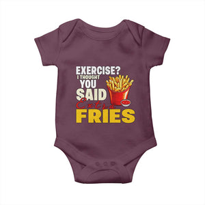 Funny French Fries Baby Onesie I Thought You Said Extra Fries Fast Food Fry Lover TS02 Maroon Print Your Wear