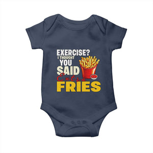 Funny French Fries Baby Onesie I Thought You Said Extra Fries Fast Food Fry Lover TS02 Navy Print Your Wear