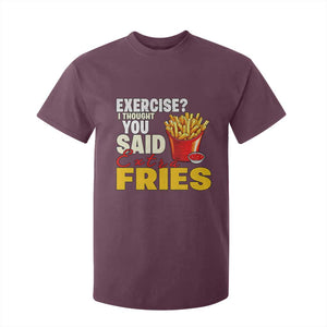 Funny French Fries T Shirt For Kid I Thought You Said Extra Fries Fast Food Fry Lover TS02 Maroon Print Your Wear