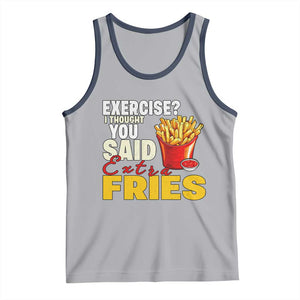 Funny French Fries Tank Top I Thought You Said Extra Fries Fast Food Fry Lover TS02 Athletic Heather Navy Print Your Wear