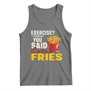 Funny French Fries Tank Top I Thought You Said Extra Fries Fast Food Fry Lover TS02 Black Heather Print Your Wear