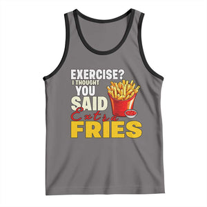 Funny French Fries Tank Top I Thought You Said Extra Fries Fast Food Fry Lover TS02 Deep Heather Black Print Your Wear