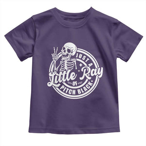 Funny Saying Skeleton Toddler T Shirt I'm Just A Little Ray Of Pitch Black Sarcastic TS02 Purple Print Your Wear