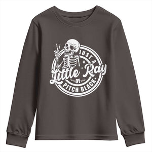 Funny Saying Skeleton Youth Sweatshirt I'm Just A Little Ray Of Pitch Black Sarcastic TS02 Dark Chocolate Print Your Wear