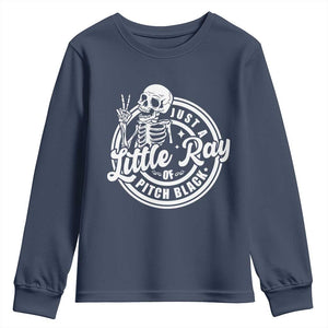 Funny Saying Skeleton Youth Sweatshirt I'm Just A Little Ray Of Pitch Black Sarcastic TS02 Navy Print Your Wear