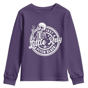 Funny Saying Skeleton Youth Sweatshirt I'm Just A Little Ray Of Pitch Black Sarcastic TS02 Purple Print Your Wear