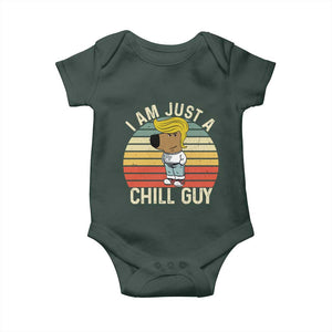 I Am Just A Chill Guy Trump Baby Onesie Funny My New President Character TS02 Dark Forest Green Print Your Wear