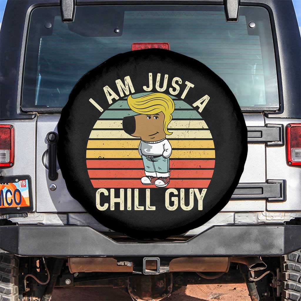 I Am Just A Chill Guy Trump Spare Tire Cover Funny My New President Character TS02 No hole Black Print Your Wear