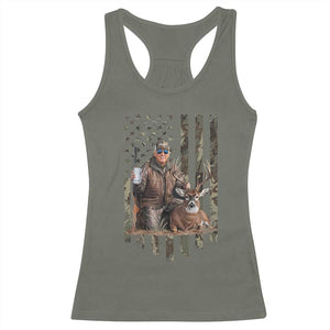 Trump Camo Deer Hunting Racerback Tank Top Hunter Beer Drinking Camouflage USA Flag Retro Vintage TS02 Military Green Print Your Wear