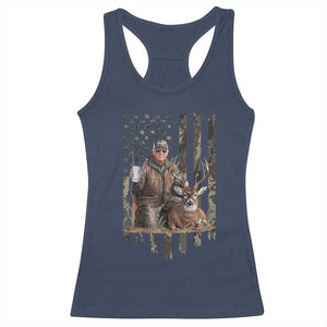 Trump Camo Deer Hunting Racerback Tank Top Hunter Beer Drinking Camouflage USA Flag Retro Vintage TS02 Navy Print Your Wear