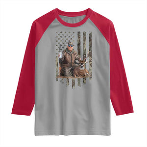 Trump Camo Deer Hunting Raglan Shirt Hunter Beer Drinking Camouflage USA Flag Retro Vintage TS02 Sport Gray Red Print Your Wear