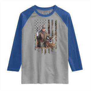 Trump Camo Deer Hunting Raglan Shirt Hunter Beer Drinking Camouflage USA Flag Retro Vintage TS02 Sport Gray Royal Print Your Wear