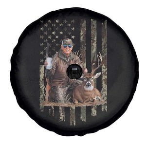 Trump Camo Deer Hunting Spare Tire Cover Hunter Beer Drinking Camouflage USA Flag Retro Vintage TS02 Print Your Wear