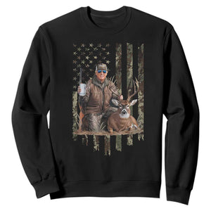 Trump Camo Deer Hunting Sweatshirt Hunter Beer Drinking Camouflage USA Flag Retro Vintage TS02 Black Print Your Wear