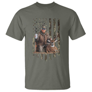 Trump Camo Deer Hunting T Shirt Hunter Beer Drinking Camouflage USA Flag Retro Vintage TS02 Military Green Print Your Wear